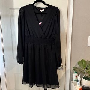 Sheer sleeved knee length dress